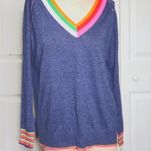 Zaket & Plover Knit Sweater Multicolor Cotton Silk Blend XS Heathered Denim Soft